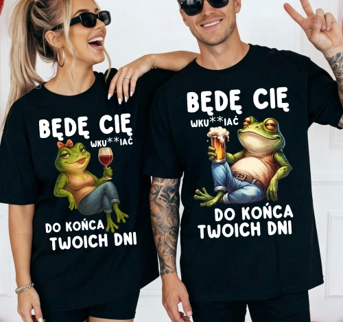 Śmieszne koszulki dla pary na walentynki - będę Cię wku...iać do końca Twoich dni.webp