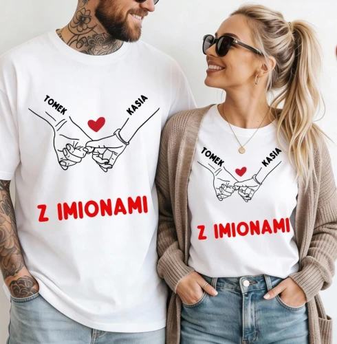 Koszulki dla pary na walentynki na prezent  z imionami .webp