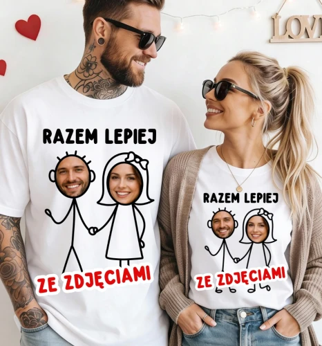Zestaw koszulek dla pary ze zdjęciami - RAZEM LEPIEJ .webp