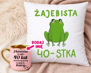 Prezent na 40 urodziny dla kobiety - Personalizowany kubek na 40 urodziny oraz poduszka