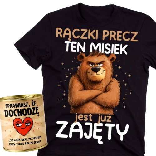 Męska koszulka RĄCZKI PRECZ TEN MISIEK JEST JUŻ ZAJĘTY.webp
