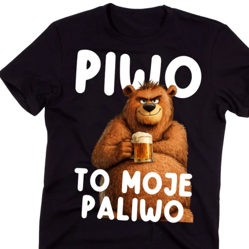 Śmieszna męska koszulka na prezent dla piwosza -PIWO TO MOJE PALIWO