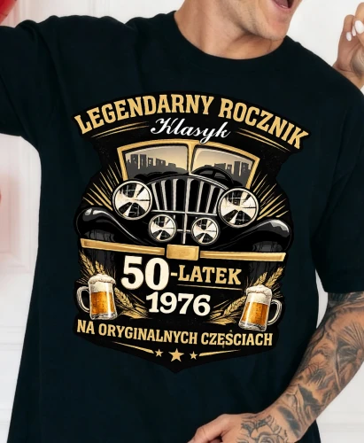 Męska koszulka na 50 urodziny - LEGENDARNY ROCZNIK 1976.webp