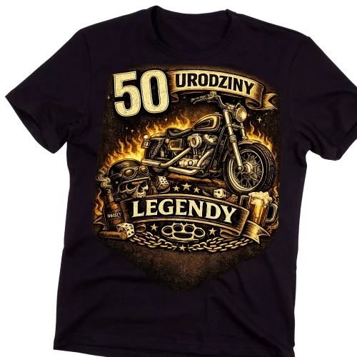 Męska koszulka na 50 urodziny dla motocyklisty - 50 URODZINY LEGENDY.webp