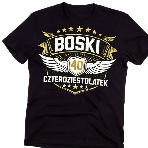 Męska koszulka na 40 URODZINY - BOSKI CZTERDZIESTOLATEK.webp