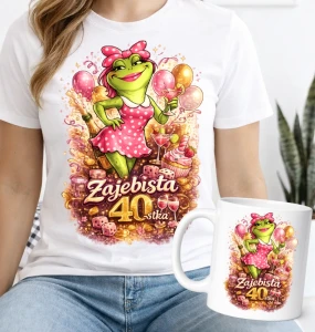 Prezent na 40 urodziny dla kobiety– koszulka + kubek – prezent urodzinowy 40 lat.webp