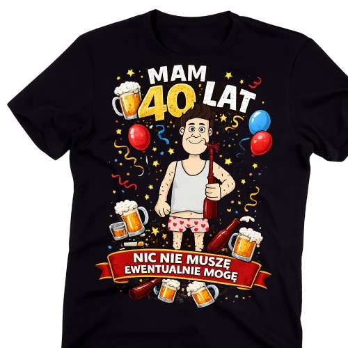 Męska koszulka na 40 urodziny - MAM 40 LAT .webp