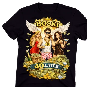 Męska koszulka na 40 urodziny - BOSKI 40 LATEK 