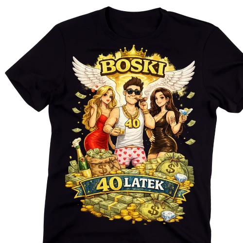 Męska koszulka na 40 urodziny - BOSKI 40 LATEK.webp