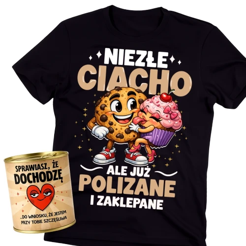 Koszulka dla chłopaka na walentynki zapakowana w puszkę na prezent.webp