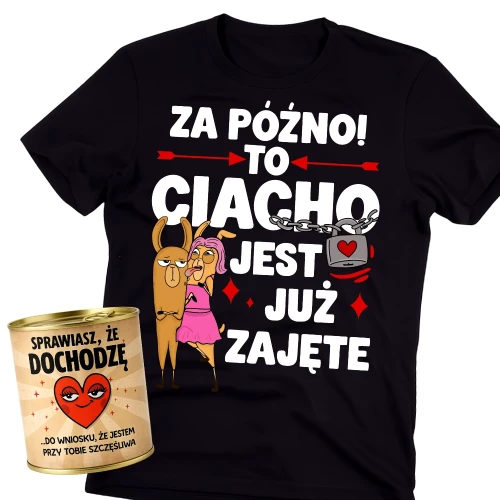 Koszulka dla chłopaka na walentynki zapakowana w puszkę na prezent.webp