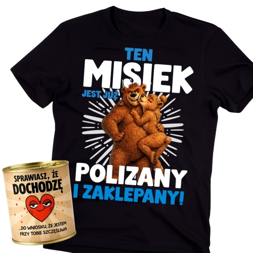 Koszulka dla chłopaka na walentynki zapakowana w puszkę na prezent.webp