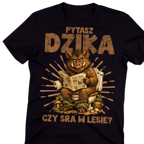 Fajna męska koszulka - PYTASZ DZIKA CZY SRA W LESIE .webp