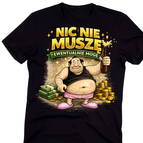 Fajna męska koszulka - NIC NIE MUSZĘ EWENTUALNIE MOGĘ.webp