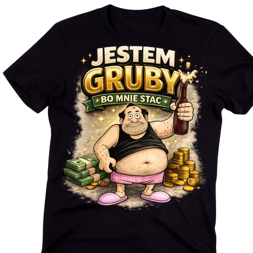 Fajna męska koszulka - JESTEM GRUBY BO MNIE STAĆ.webp