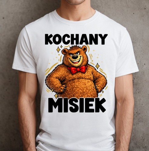 MĘSKA BIAŁA KOSZULKA NA PREZENT - KOCHANY MISIEK.JPG