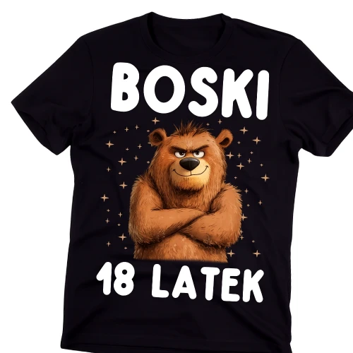 Męska koszulka na prezent na 18 urodziny - BOSKI 18 LATEK.webp