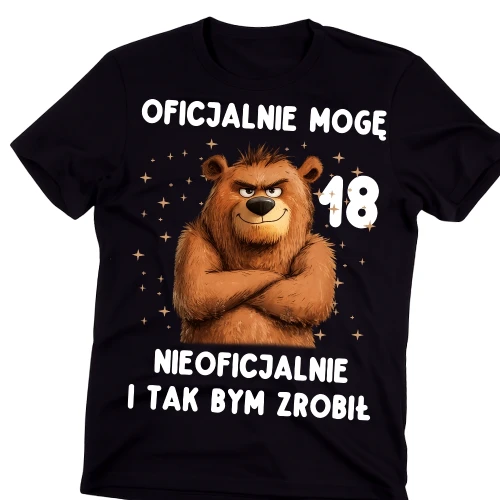 Męska koszulka na prezent na 18 urodziny OFICJALNIE MOGĘ.webp