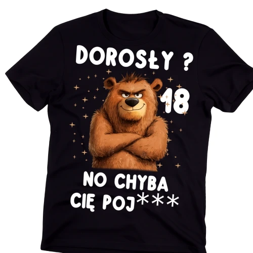 Męska koszulka na prezent na 18 urodziny DOROSŁY.webp