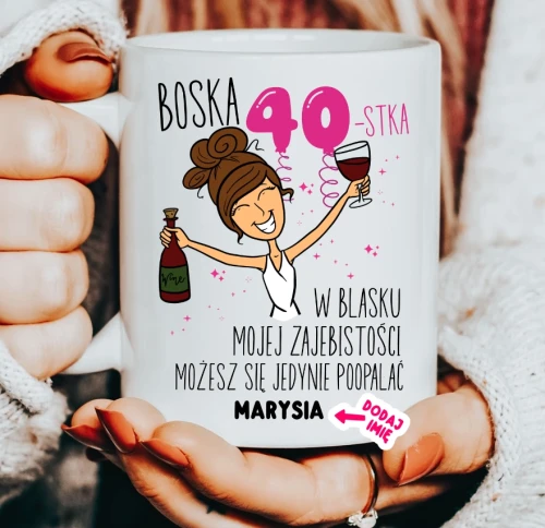 Personalizowany kubek na 40 urodziny dla kobiety na prezent.webp