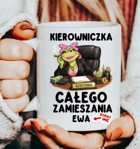 Kubek dla KEIROWNICZKI NA PREZENT - KIEROWNICZKA CAŁEGO ZAMIESZANIA.webp