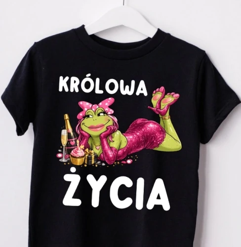 DAMSKA KOSZULKA NA PREZENT - KRÓLOWA ŻYCIA b.webp