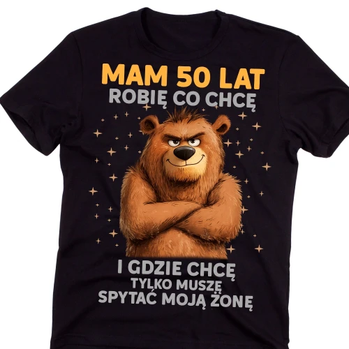 Męska koszulka na prezent na 50 - MAM 50 LAT.webp