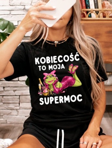 Damska koszulka na prezent - KOBIECOŚĆ TO MOJA SUPERMOC