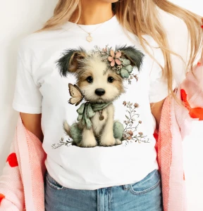 Damska koszulka z pieskiem - na co dzień 
