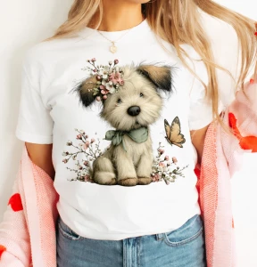 Damska koszulka z pieskiem - na co dzień