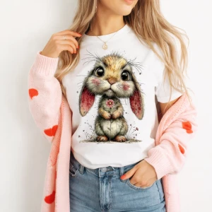 DAMSKA KOSZULKA Z ZAJĄCZKIEM -wzór zając100