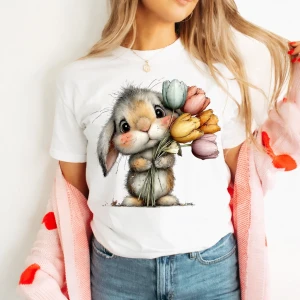 DAMSKA KOSZULKA Z ZAJĄCZKIEM -wzór zajączek60-5