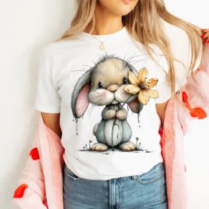 DAMSKA KOSZULKA Z ZAJĄCZKIEM -wzór zajączek60-40