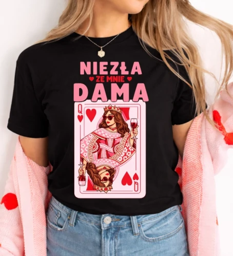 Damska koszulka na prezent - NIEZŁA ZE MNIE DAMA z brunetką