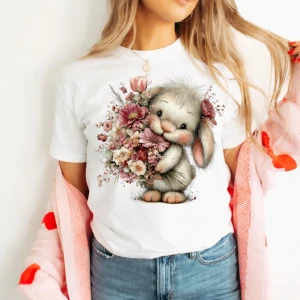 DAMSKA KOSZULKA Z ZAJĄCZKIEM - wzór bynny44-6