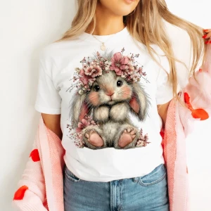 DAMSKA KOSZULKA Z ZAJĄCZKIEM - wzór bynny44-8