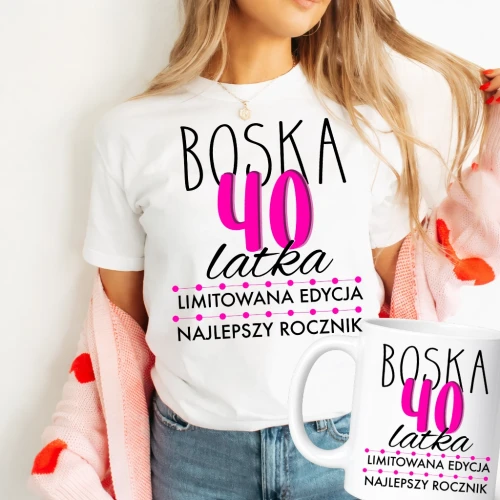Damska koszulka na 40 urodziny - zestaw na prezent na 40.webp