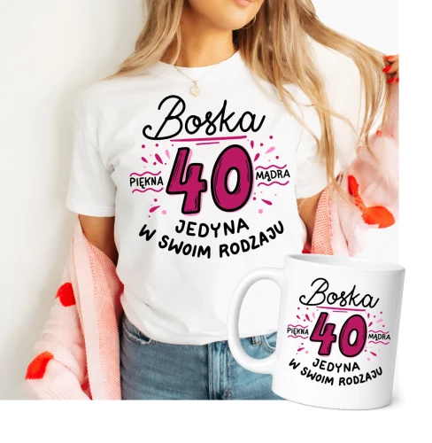 Damska koszulka na 40 urodziny - zestaw na prezent na 40.webp