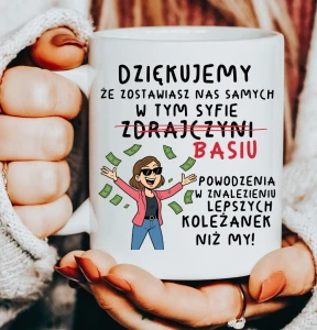 Kubek na pożegnanie koleżanki z pracy z imieniem