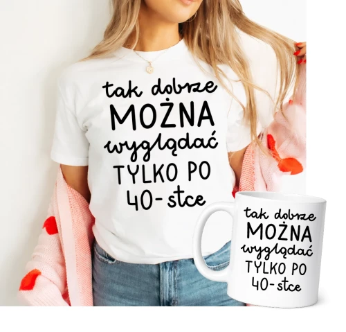 Damska koszulka na 40 urodziny - zestaw na prezent na 40