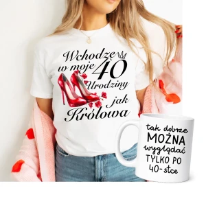 Damska koszulka na 40 urodziny - zestaw na prezent na 40