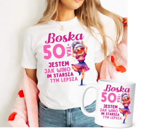 Damska koszulka na 50 urodziny - zestaw na prezent na 50