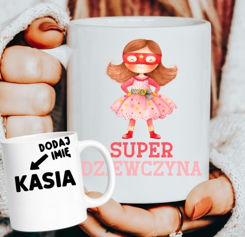 Kubki z imieniem dla koleżanek z klasy na Dzień Kobiet - SUPER DZIEWCZYNA