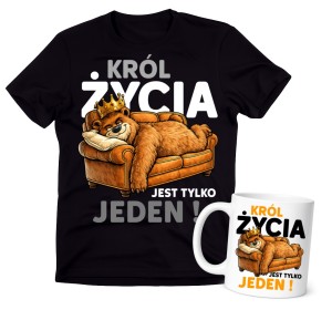 Prezent na urodziny - ZESTAW PREZENTOWY KRÓL ZYCIA JEST TYLKO JEDEN KOSZULKA ORAZ KUBEK.jpg