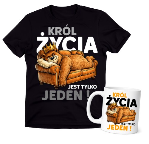 Prezent na urodziny - ZESTAW PREZENTOWY KRÓL ZYCIA JEST TYLKO JEDEN KOSZULKA ORAZ KUBEK.jpg