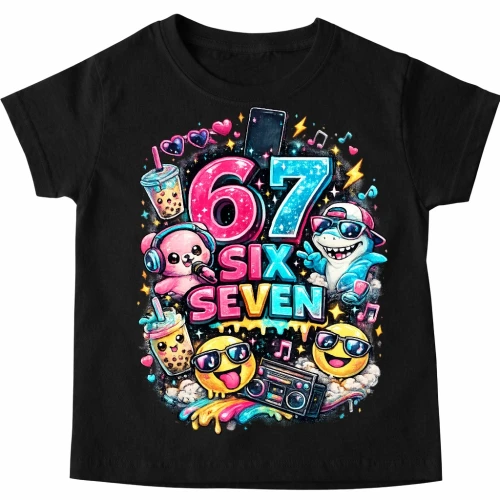 Koszulka dla dziecka - SIX SEVEN z modnym motywem.webp
