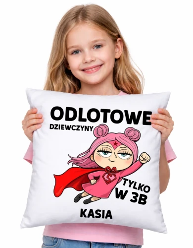 Poduszki z imieniem dla koleżanek z klasy na Dzień Kobiet ODLOTOWE DZIEWCZYNY.webp