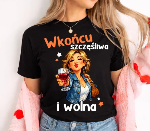 Damska koszulka rozwodowa, dla koleżanki po rozwodzie na prezent.webp