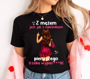 Damska koszulka rozwodowa, dla koleżanki po rozwodzie na prezent - z mężem jest jak z naleśnikiem
