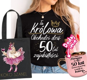Zestaw na prezent na 50 urodziny - koszulka oraz kubek na pięćdziesiątkę dla kobiety ORAZ TORBA ZZ.jpg